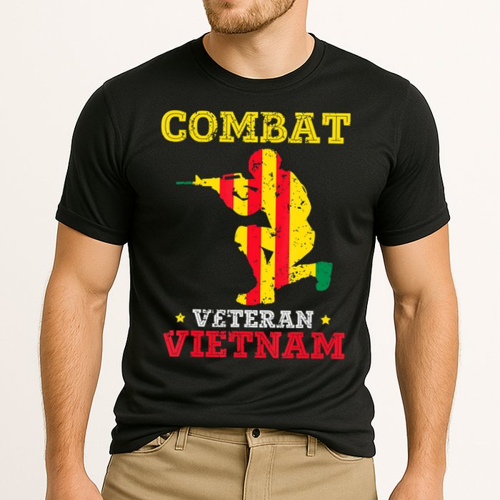 Combat Veteran Vietnam Retired Patriotic Cooling Performance Crew T-Shirt