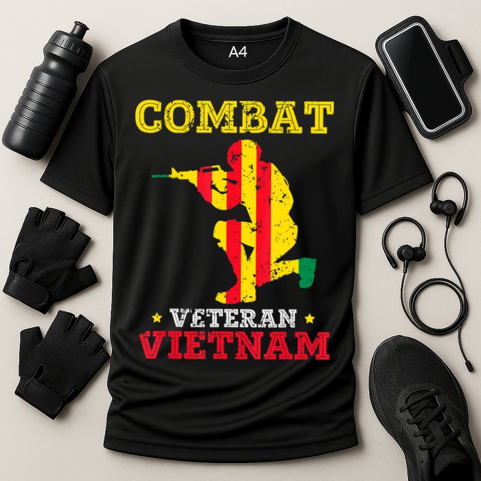 Combat Veteran Vietnam Retired Patriotic Cooling Performance Crew T-Shirt