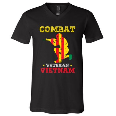 Combat Veteran Vietnam Retired Patriotic V-Neck T-Shirt