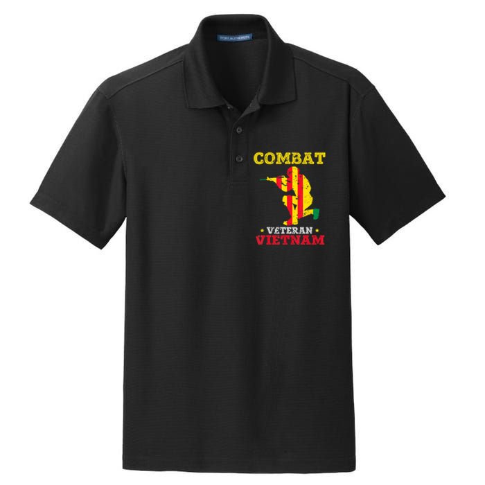 Combat Veteran Vietnam Retired Patriotic Dry Zone Grid Polo