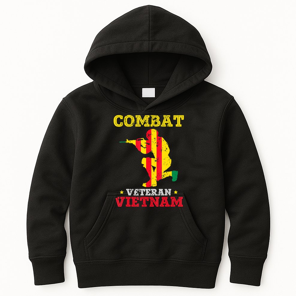 Combat Veteran Vietnam Retired Patriotic Kids Hoodie