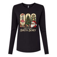 Christmas Vibes Xmas Skeleton Sorta Merry Sorta Scary Gothic Womens Cotton Relaxed Long Sleeve T-Shirt