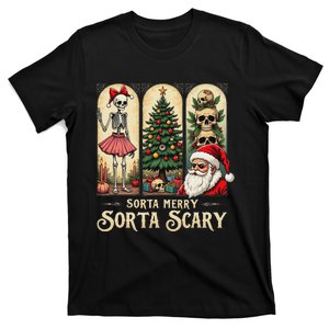 Christmas Vibes Xmas Skeleton Sorta Merry Sorta Scary Gothic T-Shirt