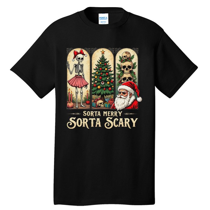 Christmas Vibes Xmas Skeleton Sorta Merry Sorta Scary Gothic Tall T-Shirt