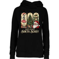 Christmas Vibes Xmas Skeleton Sorta Merry Sorta Scary Gothic Womens Funnel Neck Pullover Hood