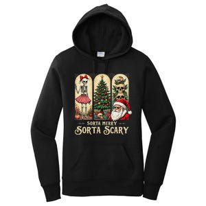 Christmas Vibes Xmas Skeleton Sorta Merry Sorta Scary Gothic Women's Pullover Hoodie