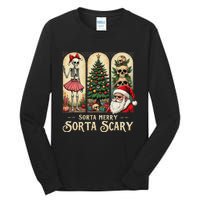 Christmas Vibes Xmas Skeleton Sorta Merry Sorta Scary Gothic Tall Long Sleeve T-Shirt