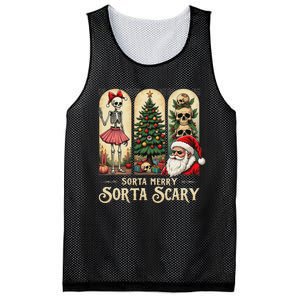 Christmas Vibes Xmas Skeleton Sorta Merry Sorta Scary Gothic Mesh Reversible Basketball Jersey Tank