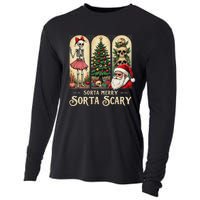 Christmas Vibes Xmas Skeleton Sorta Merry Sorta Scary Gothic Cooling Performance Long Sleeve Crew