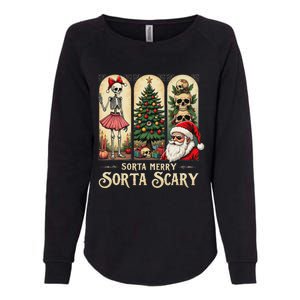 Christmas Vibes Xmas Skeleton Sorta Merry Sorta Scary Gothic Womens California Wash Sweatshirt