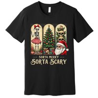 Christmas Vibes Xmas Skeleton Sorta Merry Sorta Scary Gothic Premium T-Shirt