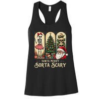 Christmas Vibes Xmas Skeleton Sorta Merry Sorta Scary Gothic Women's Racerback Tank