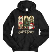 Christmas Vibes Xmas Skeleton Sorta Merry Sorta Scary Gothic Tie Dye Hoodie