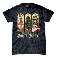 Christmas Vibes Xmas Skeleton Sorta Merry Sorta Scary Gothic Tie-Dye T-Shirt