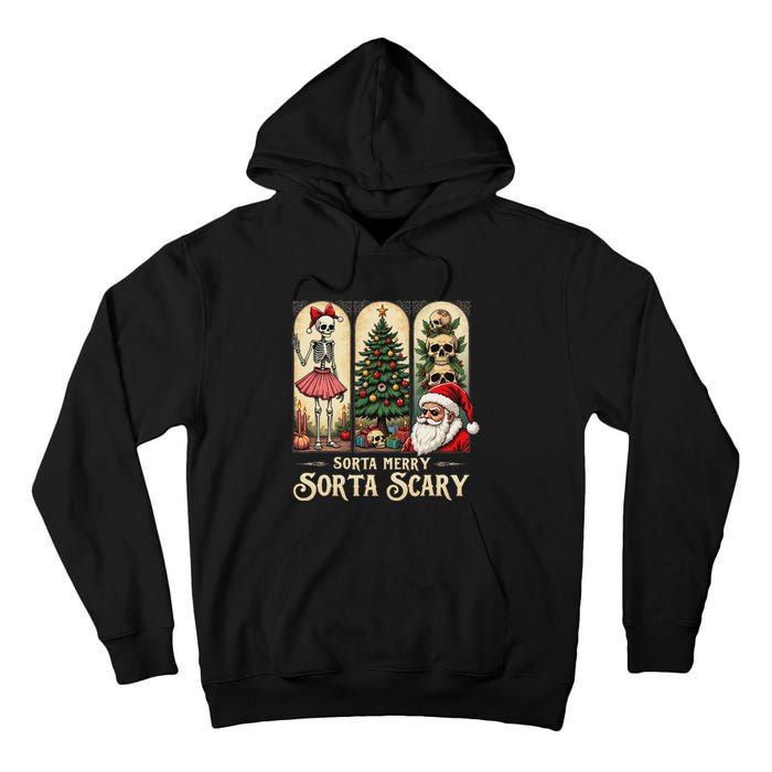 Christmas Vibes Xmas Skeleton Sorta Merry Sorta Scary Gothic Tall Hoodie