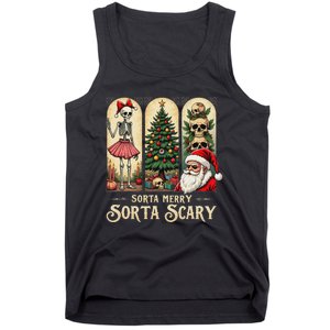 Christmas Vibes Xmas Skeleton Sorta Merry Sorta Scary Gothic Tank Top