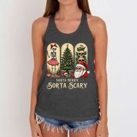 Christmas Vibes Xmas Skeleton Sorta Merry Sorta Scary Gothic Women's Knotted Racerback Tank