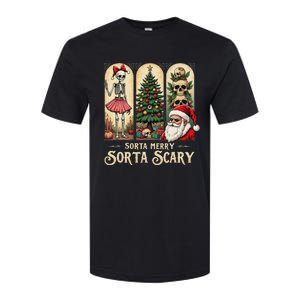 Christmas Vibes Xmas Skeleton Sorta Merry Sorta Scary Gothic Softstyle CVC T-Shirt