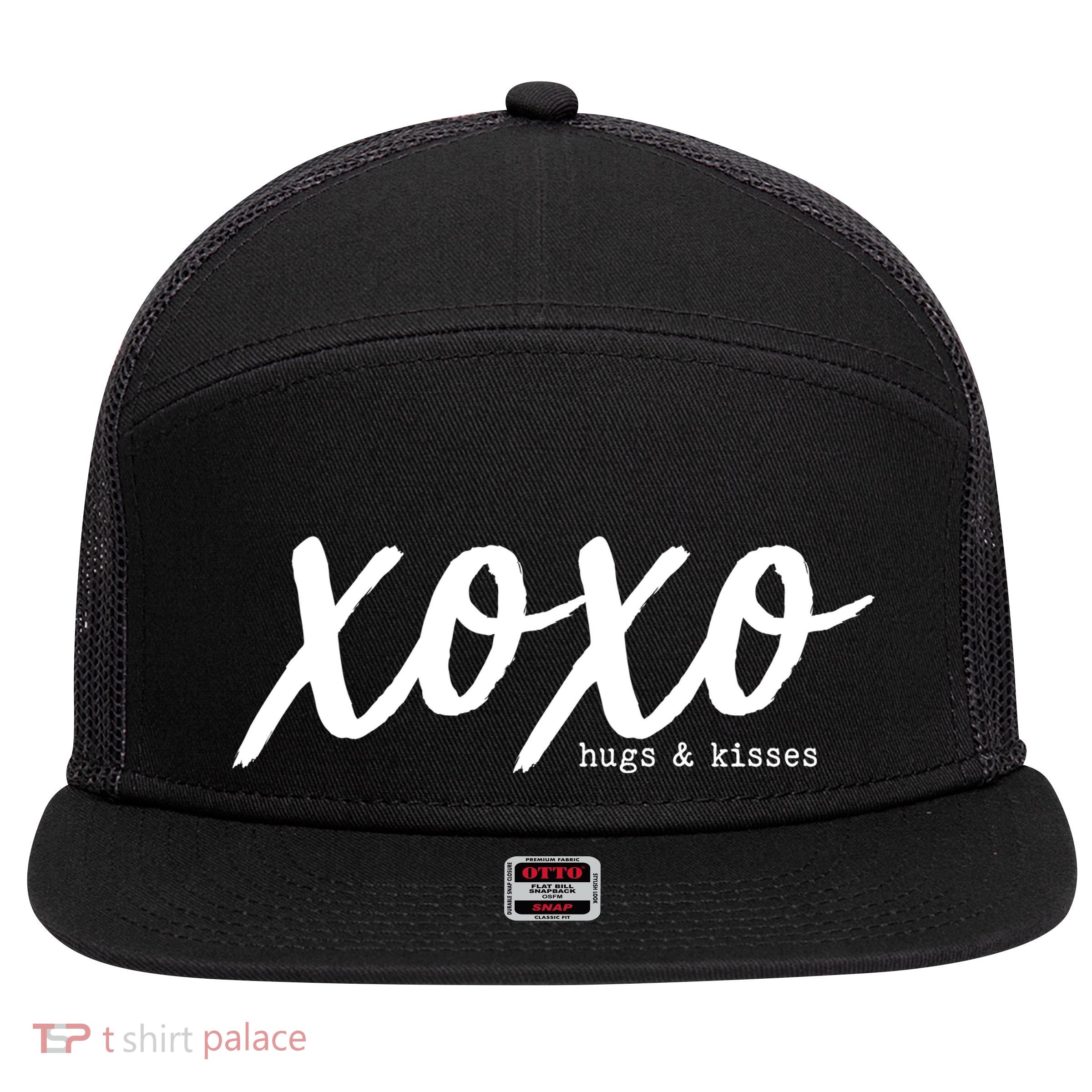 Cute Valentine X O X O Hugs And Kisses 7 Panel Mesh Trucker Snapback Hat