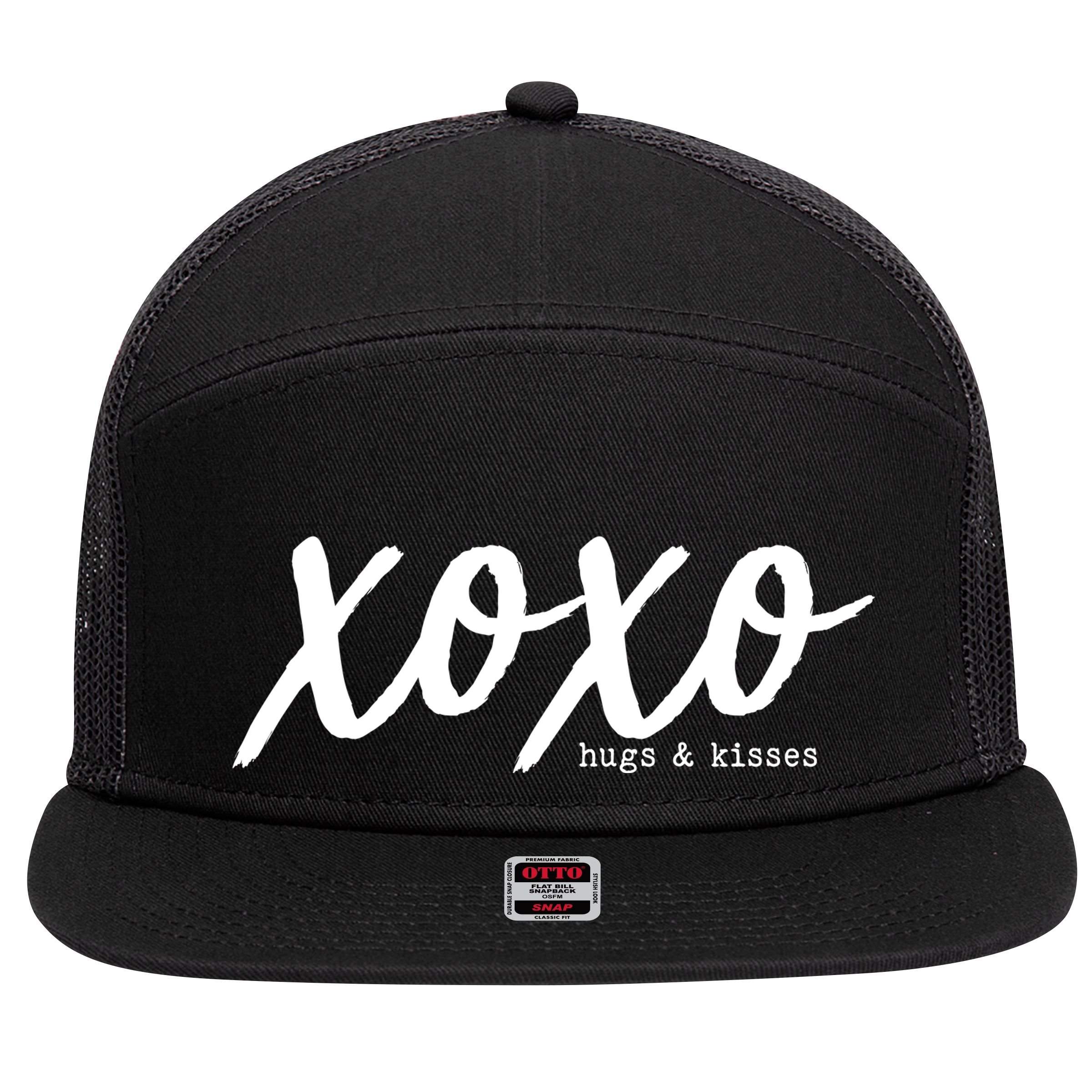 Cute Valentine X O X O Hugs And Kisses 7 Panel Mesh Trucker Snapback Hat