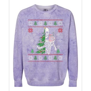 Christmas Vibes Xmas Skeleton Sorta Merry Sorta Scary Gothic Colorblast Crewneck Sweatshirt