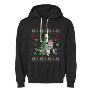 Christmas Vibes Xmas Skeleton Sorta Merry Sorta Scary Gothic Garment-Dyed Fleece Hoodie