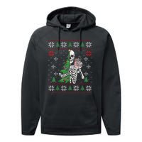 Christmas Vibes Xmas Skeleton Sorta Merry Sorta Scary Gothic Performance Fleece Hoodie