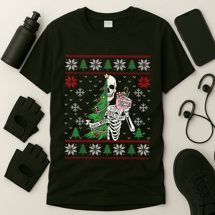 Christmas Vibes Xmas Skeleton Sorta Merry Sorta Scary Gothic T-Shirt