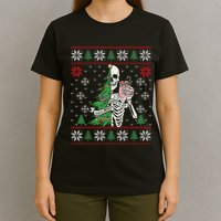 Christmas Vibes Xmas Skeleton Sorta Merry Sorta Scary Gothic T-Shirt