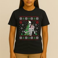 Christmas Vibes Xmas Skeleton Sorta Merry Sorta Scary Gothic T-Shirt