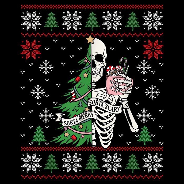 Christmas Vibes Xmas Skeleton Sorta Merry Sorta Scary Gothic T-Shirt