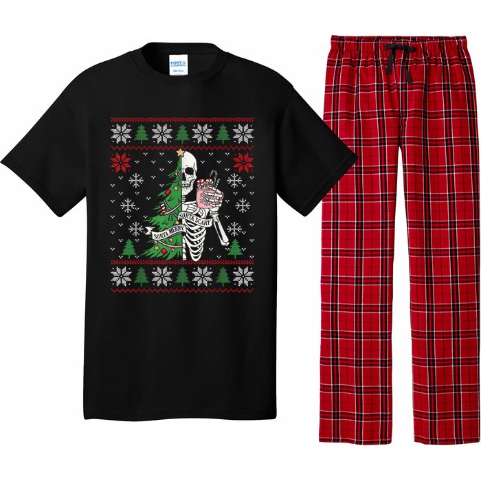 Christmas Vibes Xmas Skeleton Sorta Merry Sorta Scary Gothic Pajama Set