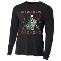 Christmas Vibes Xmas Skeleton Sorta Merry Sorta Scary Gothic Cooling Performance Long Sleeve Crew