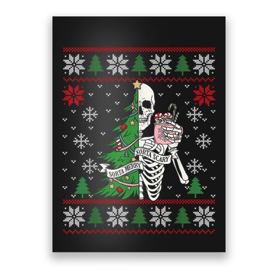 Christmas Vibes Xmas Skeleton Sorta Merry Sorta Scary Gothic Poster