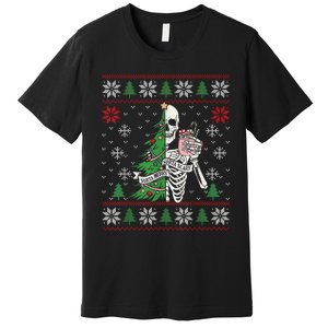 Christmas Vibes Xmas Skeleton Sorta Merry Sorta Scary Gothic Premium T-Shirt