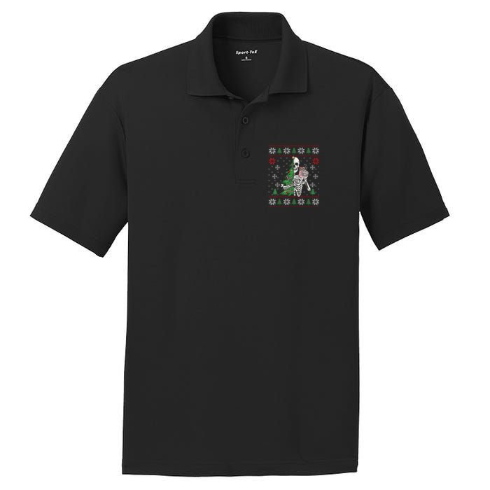 Christmas Vibes Xmas Skeleton Sorta Merry Sorta Scary Gothic PosiCharge RacerMesh Polo