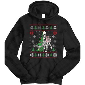 Christmas Vibes Xmas Skeleton Sorta Merry Sorta Scary Gothic Tie Dye Hoodie