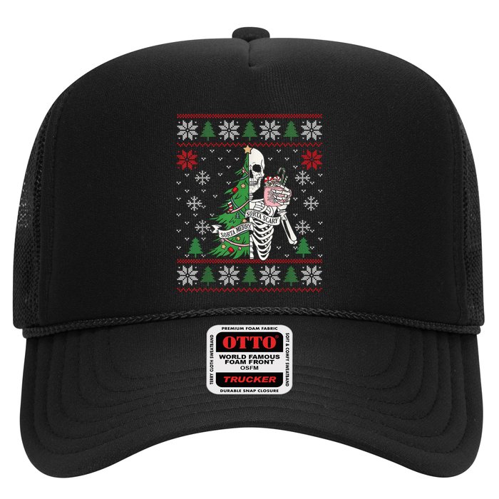 Christmas Vibes Xmas Skeleton Sorta Merry Sorta Scary Gothic Trucker Hat