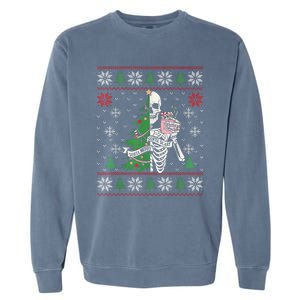 Christmas Vibes Xmas Skeleton Sorta Merry Sorta Scary Gothic Garment-Dyed Sweatshirt