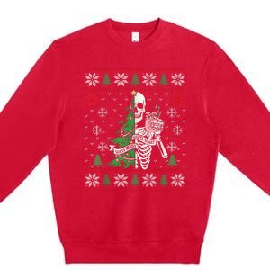 Christmas Vibes Xmas Skeleton Sorta Merry Sorta Scary Gothic Premium Crewneck Sweatshirt