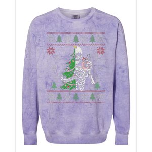 Christmas Vibes Xmas Skeleton Sorta Merry Sorta Scary Gothic Colorblast Crewneck Sweatshirt