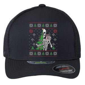 Christmas Vibes Xmas Skeleton Sorta Merry Sorta Scary Gothic Flexfit Unipanel Trucker Cap