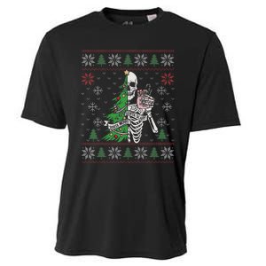 Christmas Vibes Xmas Skeleton Sorta Merry Sorta Scary Gothic Cooling Performance Crew T-Shirt