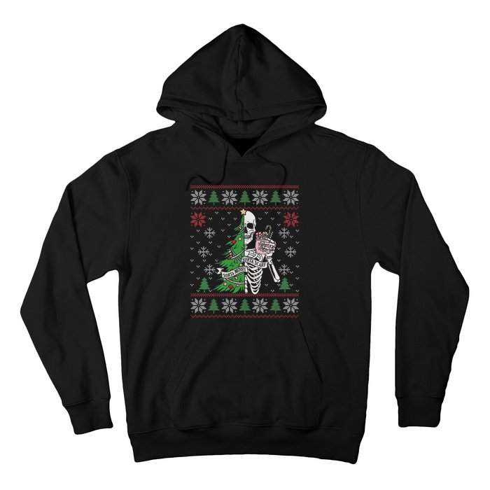 Christmas Vibes Xmas Skeleton Sorta Merry Sorta Scary Gothic Hoodie