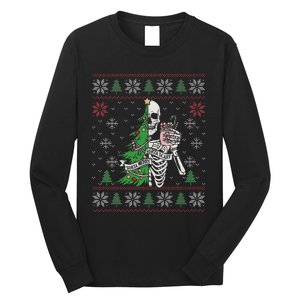 Christmas Vibes Xmas Skeleton Sorta Merry Sorta Scary Gothic Long Sleeve Shirt