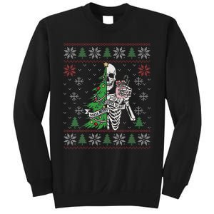 Christmas Vibes Xmas Skeleton Sorta Merry Sorta Scary Gothic Sweatshirt