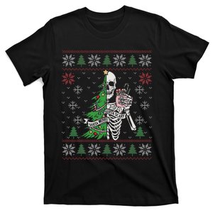 Christmas Vibes Xmas Skeleton Sorta Merry Sorta Scary Gothic T-Shirt