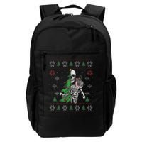 Christmas Vibes Xmas Skeleton Sorta Merry Sorta Scary Gothic Daily Commute Backpack