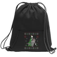 Christmas Vibes Xmas Skeleton Sorta Merry Sorta Scary Gothic Sweatshirt Cinch Pack Bag