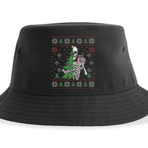 Christmas Vibes Xmas Skeleton Sorta Merry Sorta Scary Gothic Sustainable Bucket Hat